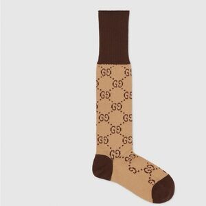 Gucci Men's Brown and Tan Logo Socks